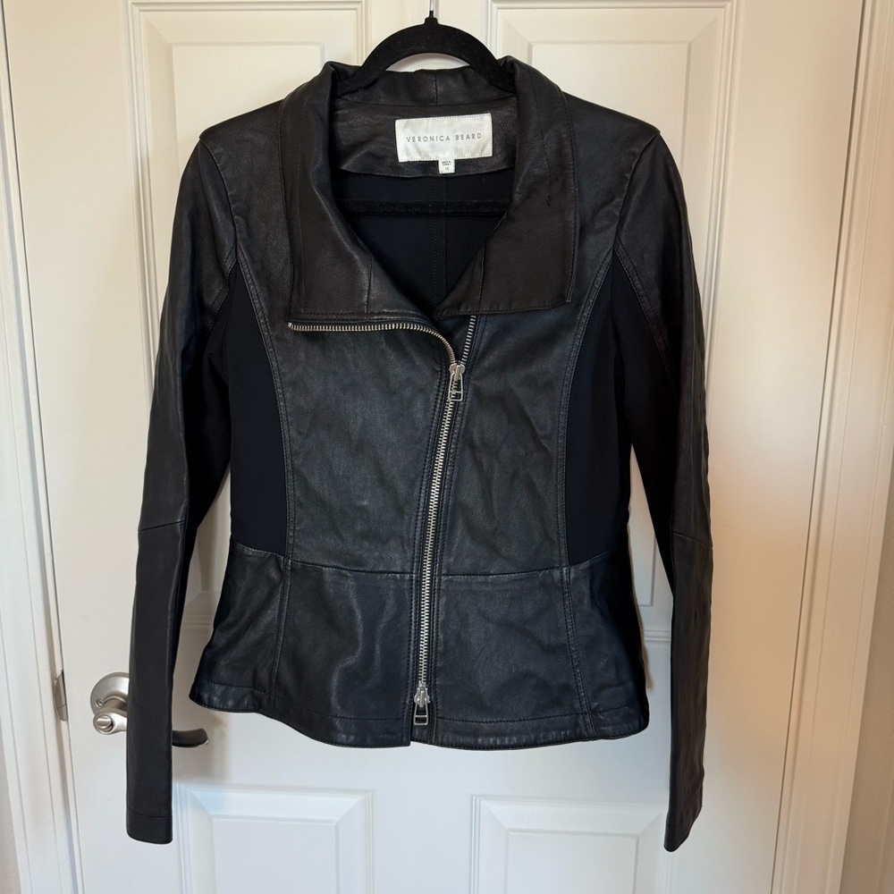 Veronica Beard Lamb Leather Biker Jacket, 10